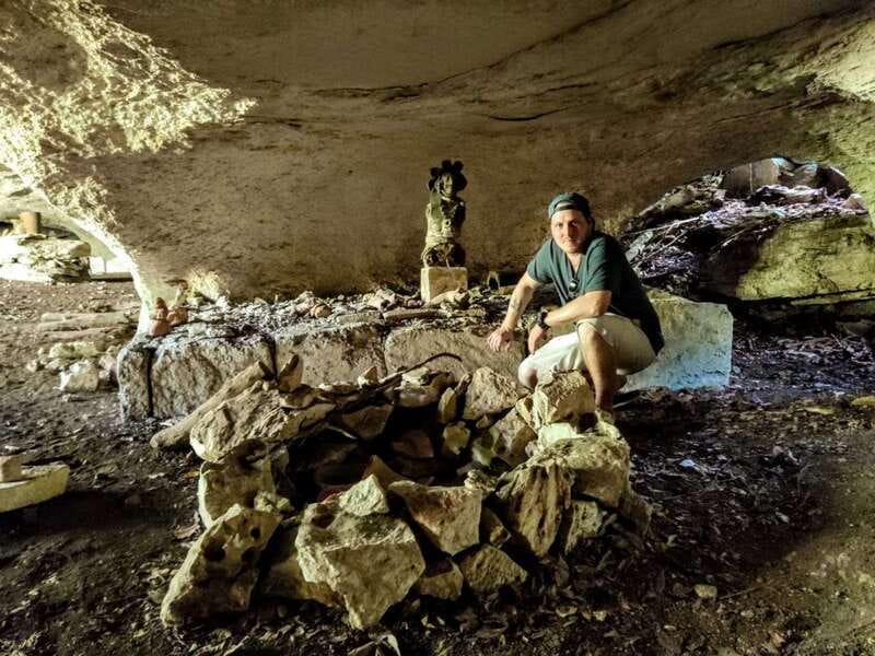 Cozumel: 5-Hour Private Caves and Ruins Tour with Lunch - Entering the caves at Buenavista Ranch