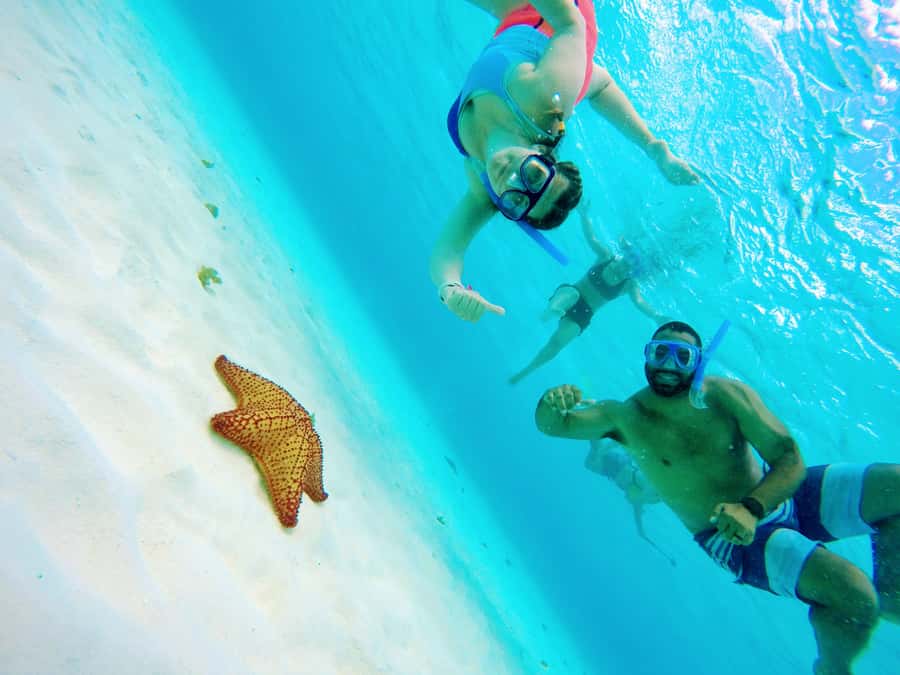 Clear shallow water over the reef off Cozumel